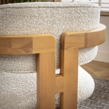 Quatropi Baboraz 8 Seater Dining Set Cream Boucle Solid Natural Wood