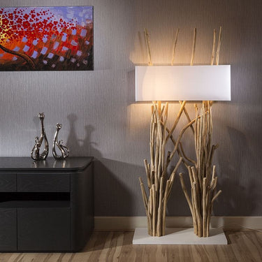 Quatropi Beautiful tall Modern Designer driftwood Floor Lamp/Light white 185cm