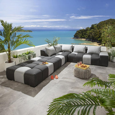 Quatropi Blow Left-Hand Sunbrella Outdoor Garden Corner Sofa Sooty Grey 281x247cm
