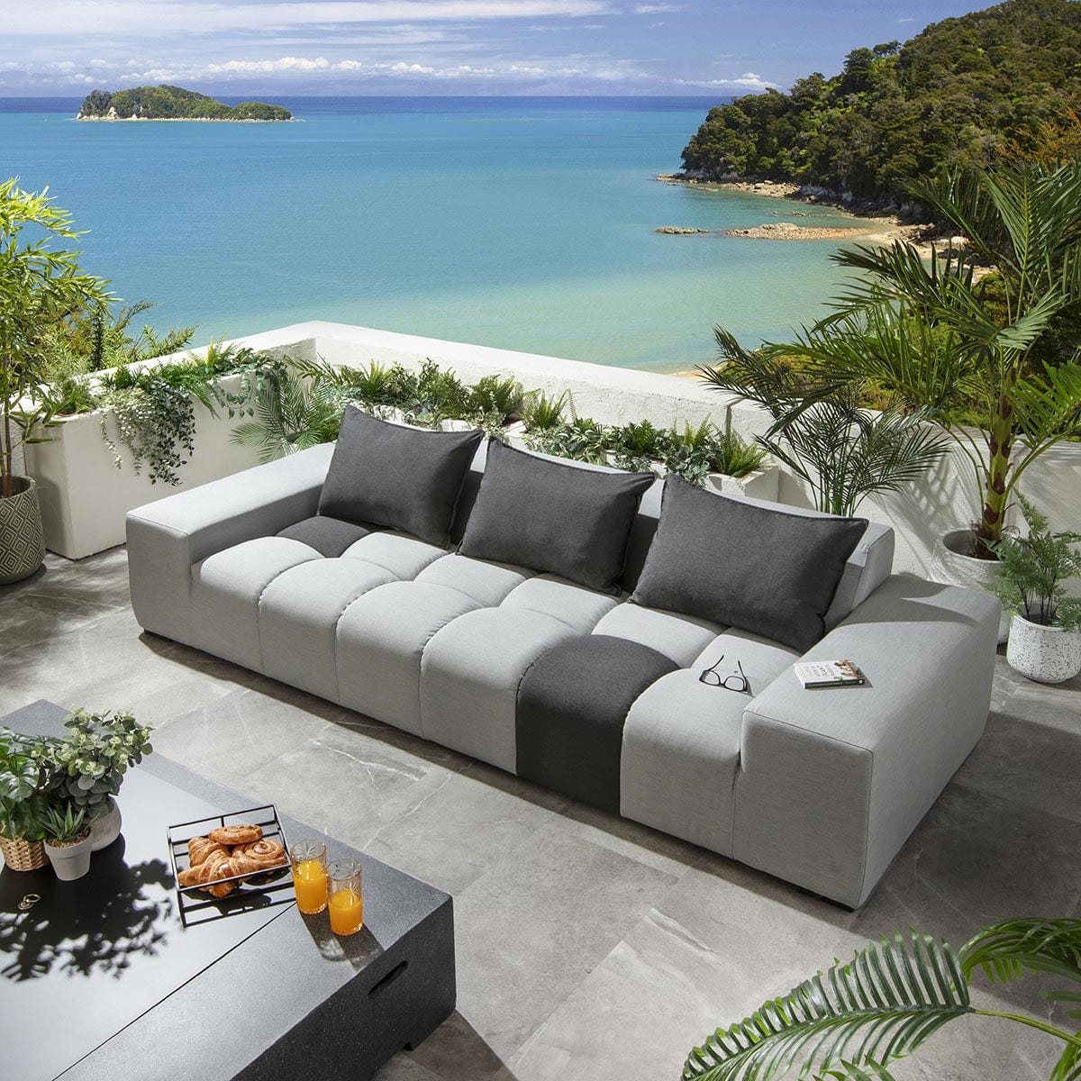 Quatropi Blow Premium 3 Seater Garden Sofa Lead Grey 281cm