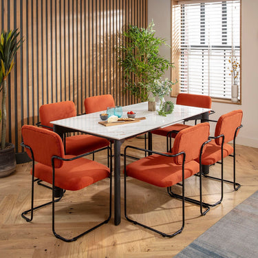 Quatropi Cain Ceramic Extending Dining Set - 6 Seater - Terracotta