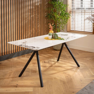 Quatropi Caleb 6 Seater Ceramic Dining Table 180x85cm White