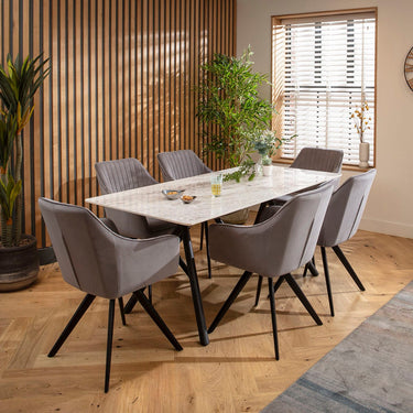 Quatropi Caleb Ceramic Dining Set - 6 Seater - Grey Josie