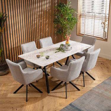 Quatropi Caleb Ceramic Dining Set - 6 Seater - Grey Luna
