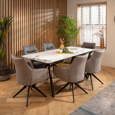 Quatropi Caleb Ceramic Dining Set - 6 Seater - Grey Millie