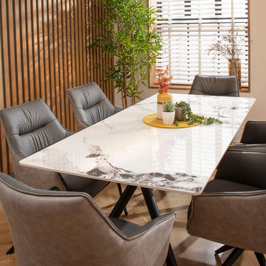 Quatropi Caleb Ceramic Dining Set - 6 Seater - Grey Millie
