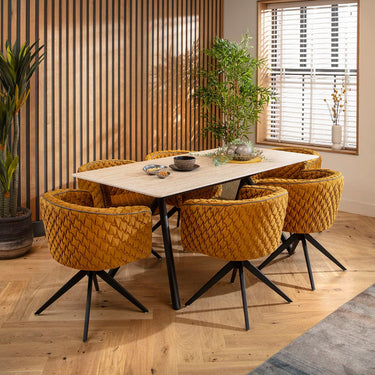 Quatropi Caleb Ceramic Dining Set - 6 Seater - Mustard Maple