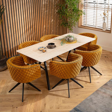 Quatropi Caleb Ceramic Dining Set - 6 Seater - Mustard Maple