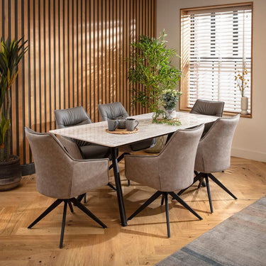 Quatropi Caleb Grey Ceramic Dining Set - 6 Seater - Grey Millie