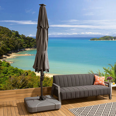 Quatropi Cantilever Garden Parasol 350cm in Grey - Multi-Axis Tilt/Swivel & Heavy Base