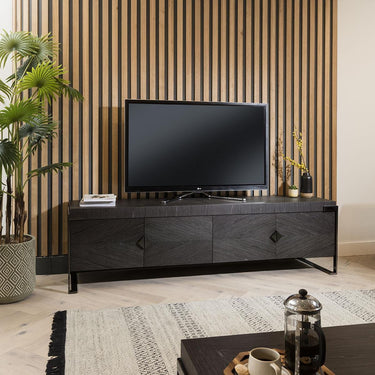 Quatropi Carbonado TV Stand Cabinet Unit Grey Smoked Oak 200cm