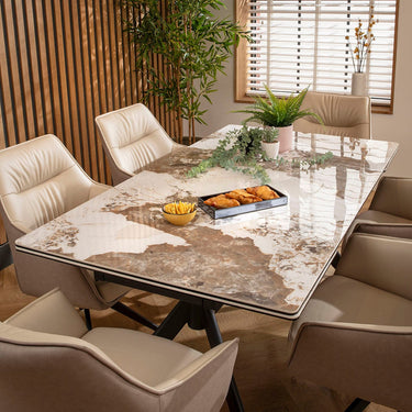 Quatropi Carter Ceramic Extending Dining Set - 6 Seater - Beige