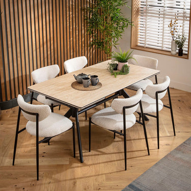 Quatropi Carter Ceramic Extending Dining Set - 6 Seater - Cream
