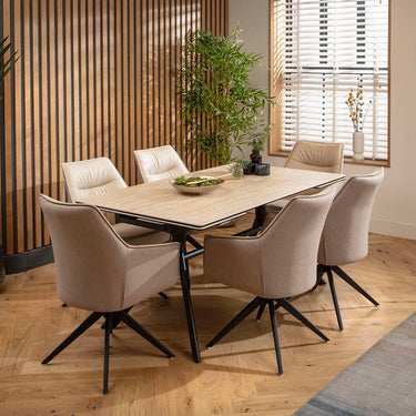 Quatropi Carter Ceramic Extending Dining Set - 6 Seater - Cream-Beige