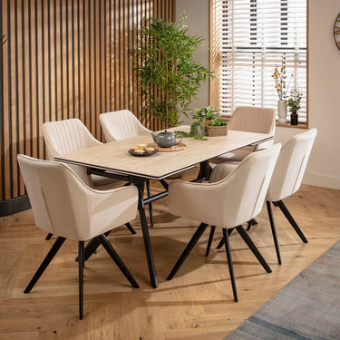 Quatropi Carter Ceramic Extending Dining Set - 6 Seater - Mink