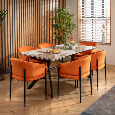 Quatropi Carter Ceramic Extending Dining Set - 6 Seater - Orange