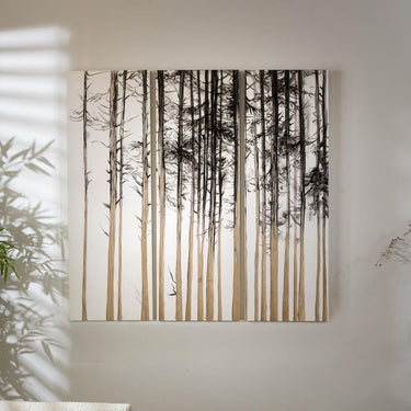 Quatropi Carved Wood 120x120cm 3 Panel Wall Art - Forest
