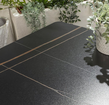 Quatropi Ceramic Garden Side Table Square Black Marble Effect Aluminium 45cm