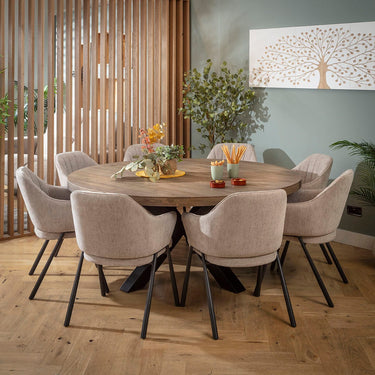 Quatropi Clara & Glasgow Wooden 8 Seater Round Dining Set Grey & Reclaimed Oak