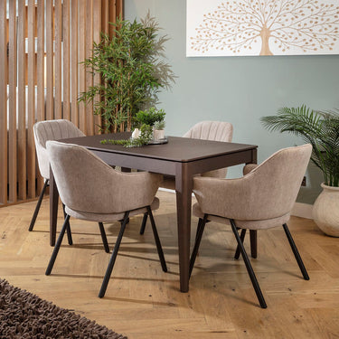 Quatropi Clara & Ruben 4 Seater Extendable Dining Set Grey & Brown Wood