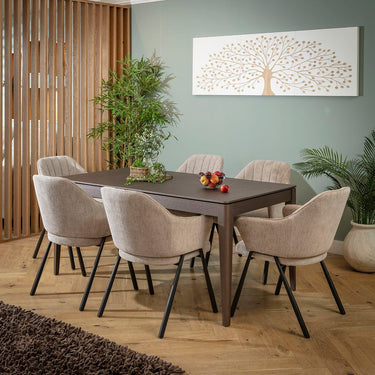 Quatropi Clara & Ruben Large 6 Seater Extendable Dining Set Grey & Brown Wood