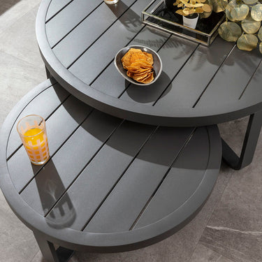 Quatropi Cleo Large Round Outdoor Garden Coffee Table Grey Aluminium 102cm