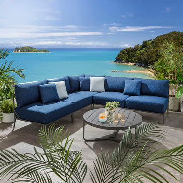 Quatropi Cleo Large Round Outdoor Garden Coffee Table Grey Aluminium 102cm