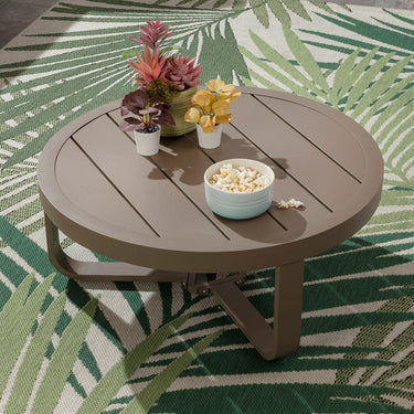 Quatropi Cleo Small Round Outdoor Garden Coffee Table Beige Aluminium 68cm