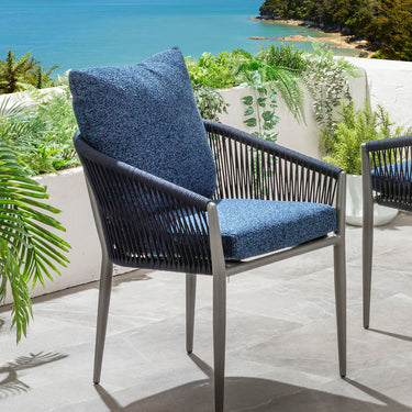 Quatropi Cole Aluminium Rope Outdoor Garden Dining Chair Midnight Blue