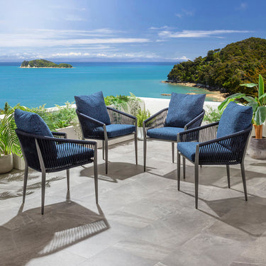 Quatropi Cole Aluminium Rope Outdoor Garden Dining Chair Midnight Blue