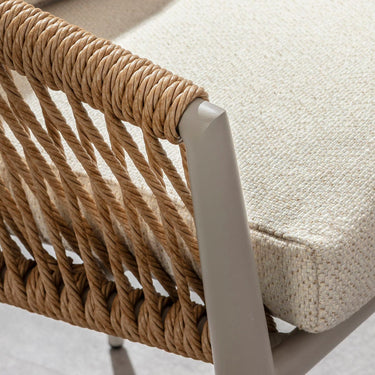 Quatropi Cole Aluminium Rope Outdoor Garden Dining Chair Neutral Honey