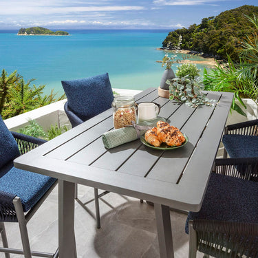 Quatropi Cole & Freddy 4 Seater Outdoor Garden Bar Set Midnight Blue & Grey Aluminium
