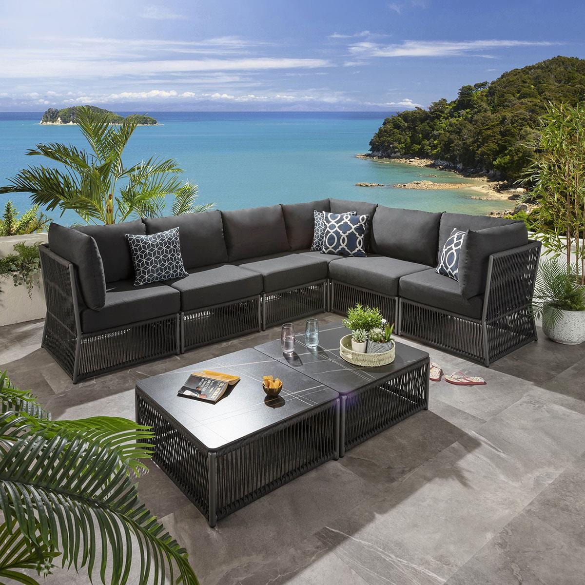 Quatropi Cole Modular Garden Corner Sofa Set Grey 218x288cm L8B