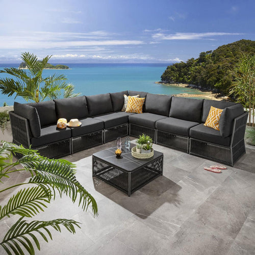 Cole Modular Garden Corner Sofa Set Grey 358x218cm L8
