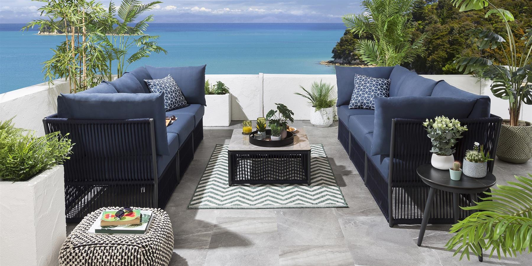 Quatropi Cole Modular Garden Sofa Set Blue 218x288cm S7
