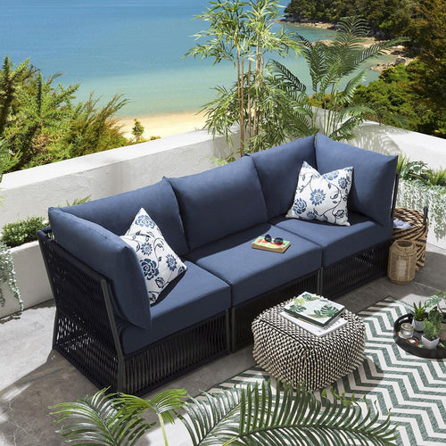 Cole Modular Garden Sofa Set Blue 218x74cm S3