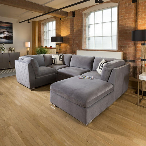 Comfy Mikey Corner Sofa Medium Grey U Shape 5 Seater Couch 5R