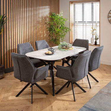Quatropi Conor Ceramic Extending Dining Set - 6 Seater - Charcoal