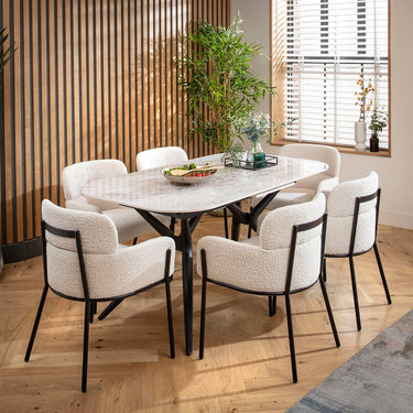 Quatropi Conor Ceramic Extending Dining Set - 6 Seater - Cream