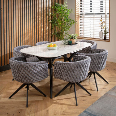 Quatropi Conor Ceramic Extending Dining Set - 6 Seater - Dark Grey