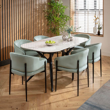 Quatropi Conor Ceramic Extending Dining Set - 6 Seater - Green
