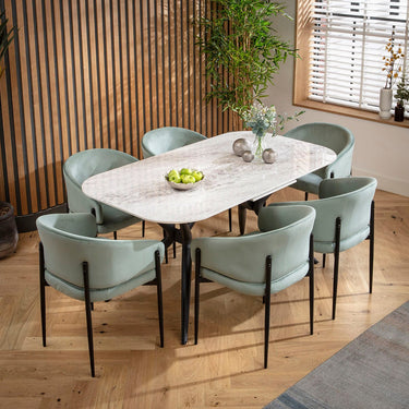 Quatropi Conor Ceramic Extending Dining Set - 6 Seater - Green