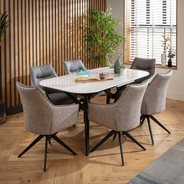 Quatropi Conor Ceramic Extending Dining Set - 6 Seater - Grey