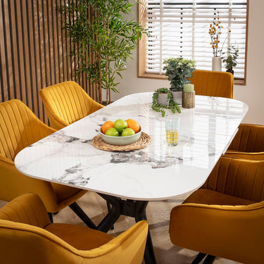 Quatropi Conor Ceramic Extending Dining Set - 6 Seater - Mustard