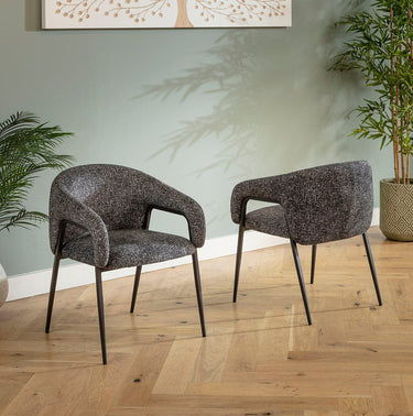 Quatropi Contemporary Carver Kitchen Dining Room Chair with Arms Dark Grey Fabric