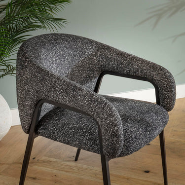 Quatropi Contemporary Carver Kitchen Dining Room Chair with Arms Dark Grey Fabric