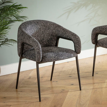 Quatropi Contemporary Carver Kitchen Dining Room Chair with Arms Dark Grey Fabric