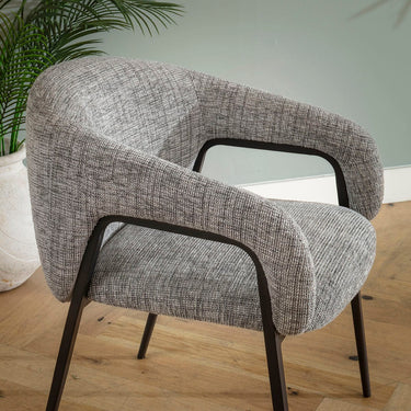 Quatropi Contemporary Carver Kitchen Dining Room Chair with Arms Light Grey Fabric