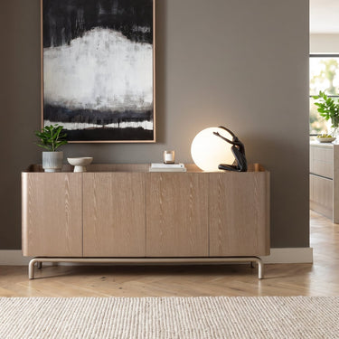 Quatropi Contemporary Gold Sideboard Buffet Cabinet Champagne Wood Glass 180cm