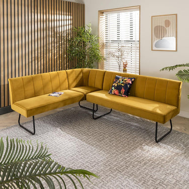 Quatropi Contemporary Kitchen Corner Dining Bench Seat Mustard 5 Seater L/R